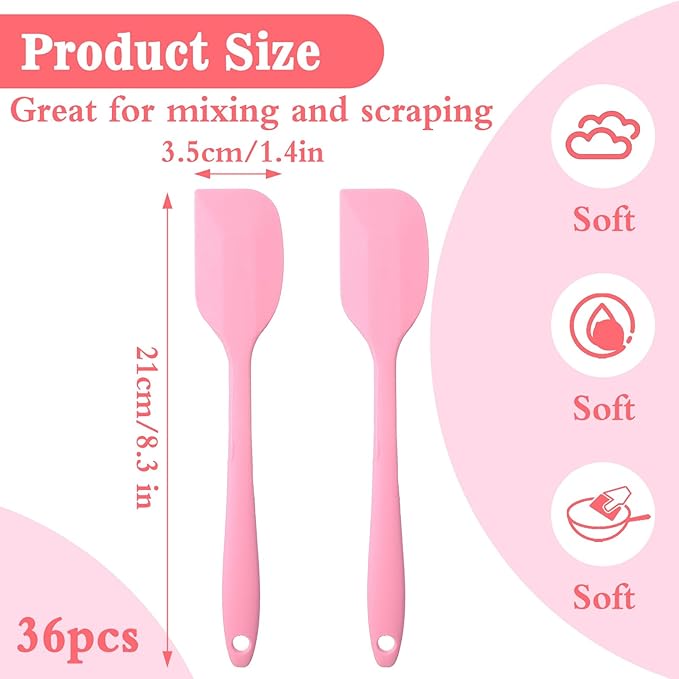 Mini Silicone Spatula - 36Pcs Mini Spatulas for Kitchen Use, 8.3 Inch Small Heat-Resistant Silicone Scrapers, Multicolor Non-Stick Flexible Baking Tools (6 Colors)
