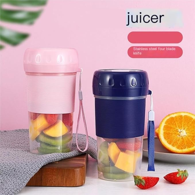 Portable Blender For Juicing - 300ml Capacity, USB - C Rechargeable, 6 Blades For Smooth Drinks, Ideal For Home And Travel -Portable Juice Cup(Blue)
