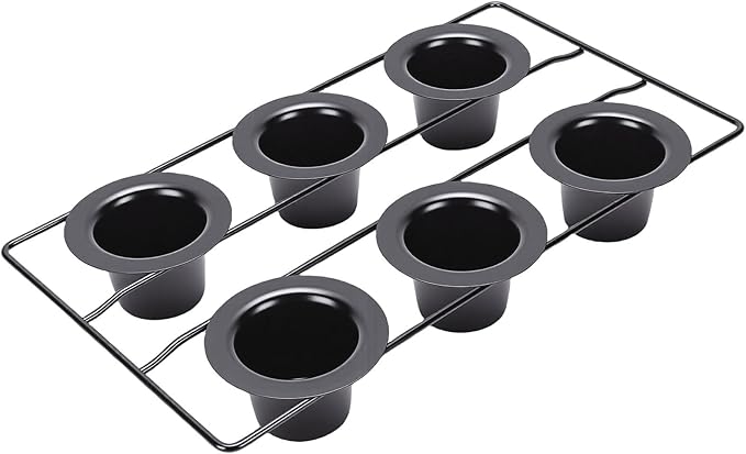 6 Cups Popover Pans, Nonstick Muffin Cupcake Pan, Pudding Cakes Bakeware Tray Mold Popover for Oven Baking Muffins Quiches Homemade Bakery Kitchen