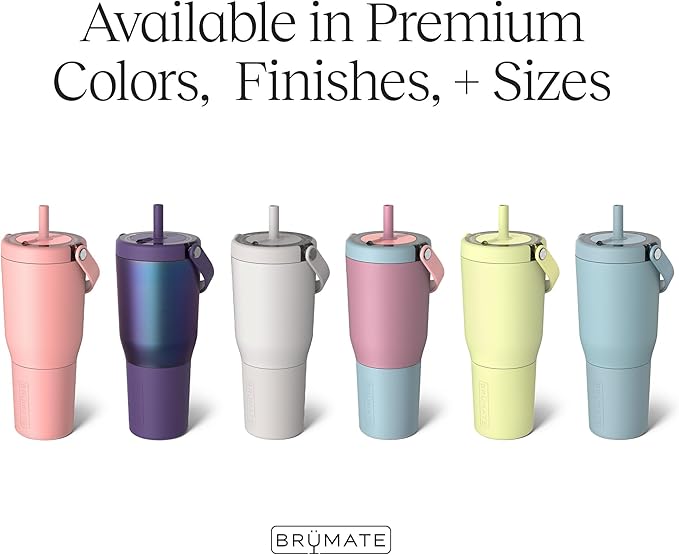 BrüMate Resa 35oz 100% Leakproof Travel Tumbler w/Handle & Straw | Flexible SoftSip Straw | Silicone Sleeve for Durability | Stainless Steel | Cup Holder & Travel Friendly Water Bottle (Blue Agave) | 100% Leakproof, with Handle & Straw, Silicone Sleeve...