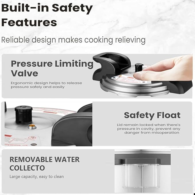 17.8QT Commercial Electric Pressure Cooker stainless steel Pressure Cooker | 24-hour Presetting |8 in 1 slow cooker with temperature control | LED Multifunction Food Warmer with nonstick pot