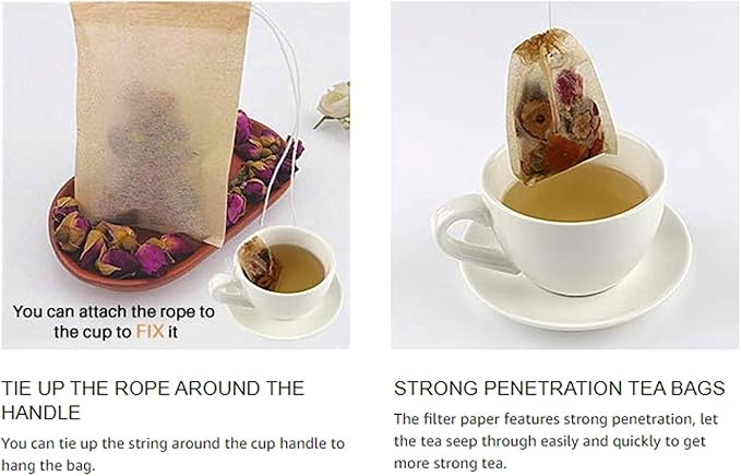 NEPAK 600 Pcs Disposable Tea Filter Bags for Loose Tea,Drawstring Empty Bag for Loose Leaf Tea,with 100% Natural Unbleached Paper(3.15 x 3.94 inch)
