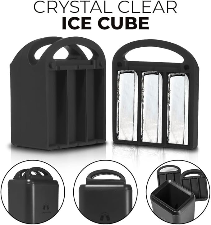 LEMONSODA Collins Ice Cubic Mold Maker - 6 Spears - 100% Clear - For Highball, Collins, Drinking Glasses - Gift Box | Easy-Made Cubic | Food-Grade Premium Silicone | Dishwasher-Safe