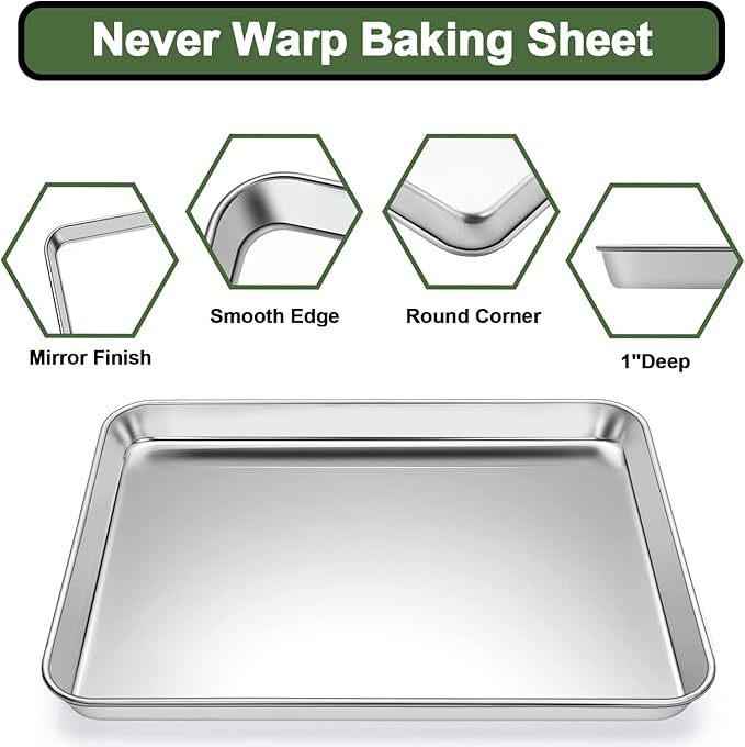 Baking Sheet Tray Cooling Rack with Silicone Mat Set, Stainless Steel Cookie Pan For Oven, Set of 9 (3 Sheets + 3 Racks Mats), Warp Resistant & Heavy Duty & Easy Clean, Grey