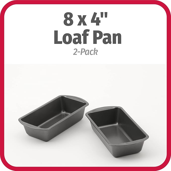 GoodCook Nonstick Loaf Pan 8 x 4-Inch Heavy-Duty Steel Bakeware with Easy-Clean Non-Stick Coating,Oven & Dishwasher Safe Pan for Meatloaf Breads Lasagnas Casseroles & More,Set of 2,Gray,(Pack of 12)