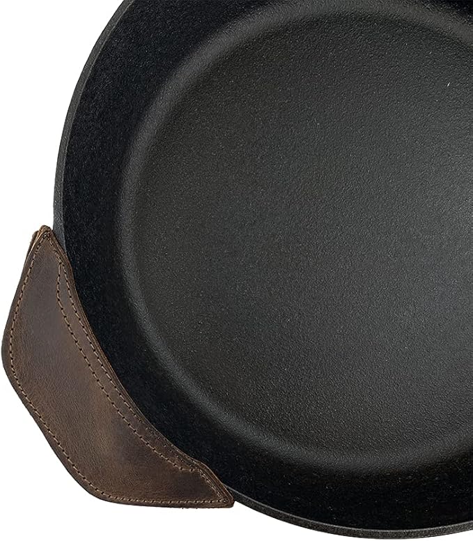 Rustic Leather Hot Handle Holder (Cast Iron Side Kick Potholder) Double Layered, Double Stitched and Handmade by Hide & Drink (Bourbon Brown)