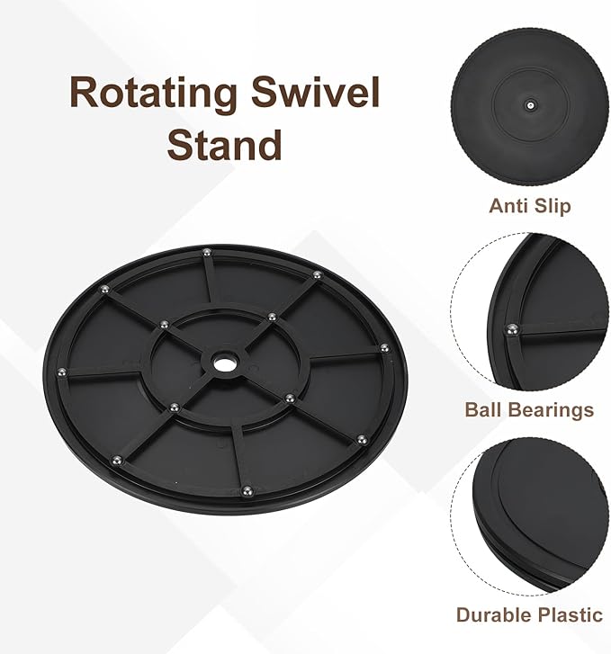 uxcell 2Pcs 12 Inch Rotating Swivel Stand with Steel Ball Bearings, 360 Degree Rotating Lazy Susan Turntable Organizer Round Rotating Plate for TV Sculpture Computers Monitor, Black