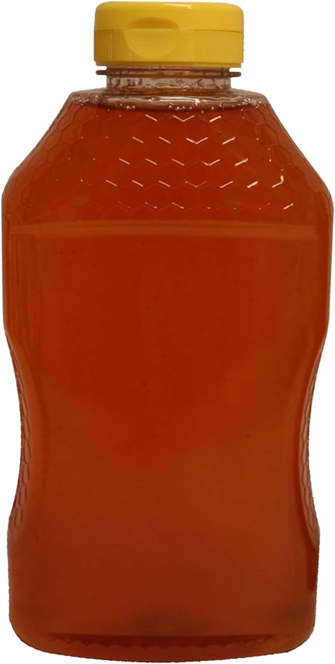 Mann Lake Refillable Hourglass Honey Jars | 2.5 lb Plastic Containers with Yellow Flip-Top Lids | Empty Bottles for Honey Storage & Dispensing | 12-Pack (Honey Not Included)