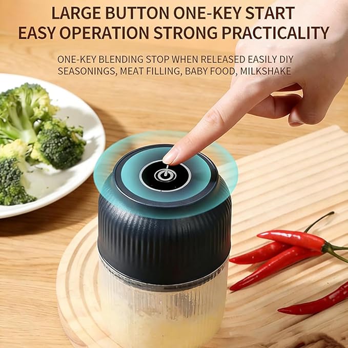 Electric Garlic Chopper, Mini Portable Veggie Cutter, Garlic Grinder Masher Onion Chopper, Quick & Compact, for Ginger, Chili, Fruit, Meat (White)