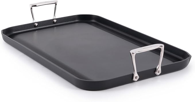 All-Clad HA1 Hard Anodized Nonstick Griddle Pan For Stovetop 13 x 20 Inch, Double Burner, Professional Cookware, Dishwasher-Friendly, Oven-Safe Up to 500°F, Black