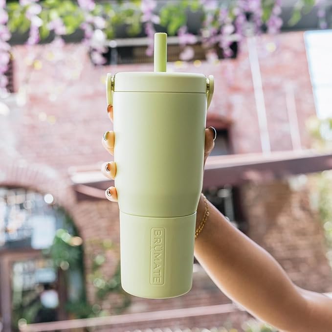BrüMate Resa 25oz 100% Leakproof Travel Tumbler w/Handle & Straw | Flexible SoftSip Straw | Silicone Sleeve for Durability | Stainless Steel | Cup Holder & Travel Friendly Water Bottle (Java)