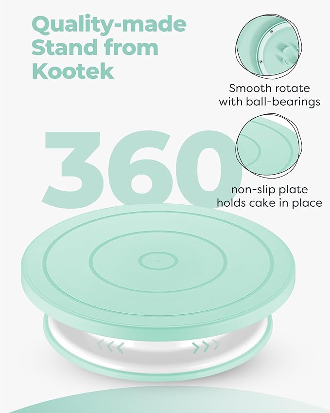 Kootek 71PCs Cake Decorating Kit, Baking Supplies Tools - Includes Cake Stand Turntable, 12 Icing Piping Tips Set, 2 Frosting Spatulas, 3 Scrapers, 50+2 Piping Bags, Coupler, Video Tutorial, Booklet