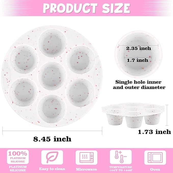 Sakolla 2 Pack Silicone Egg Bite Molds for Air Fryer, Nonstick 7 Cups Air Fryer Muffin Pan for Baking Egg Bite, Mini Muffins, Tart, Mini Cupcake and Quiche (Confetti)