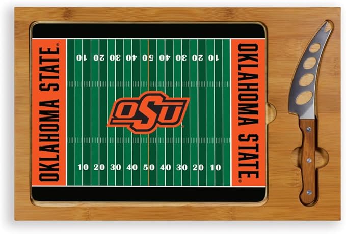 PICNIC TIME NCAA Icon Glass Top Cutting Board & Knife Set, Cheese Boards Charcuterie Boards, Serving Platter, (Parawood & Bamboo)