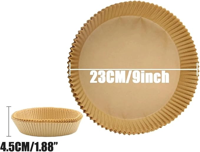 Large Air Fryer Disposable Paper Liners Nonstick 23cm Oven Airfryer Parchment Baking Paper ，Compatible For Ninja，Compatible For COSORI ，Grill Cooking Basket(23cm round,150 Pcs)