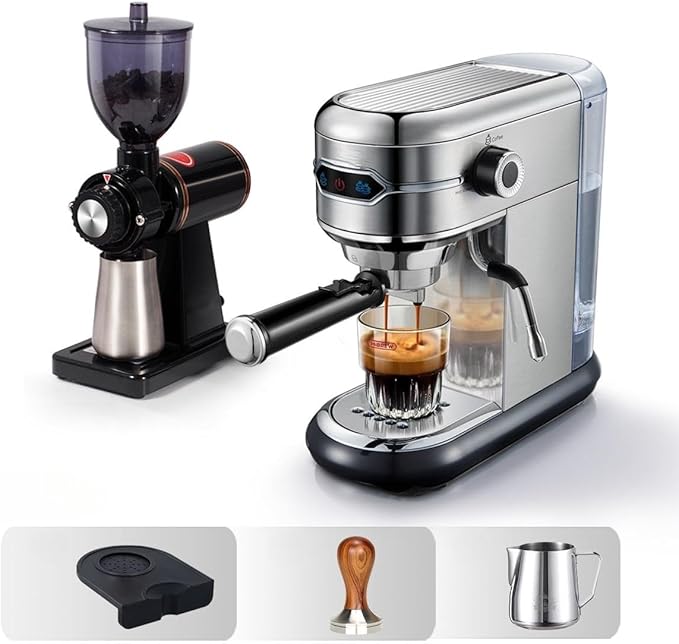 Semi-auto Stainless Steel Household Coffee Machine 19 Capsules Superfine Capsule Powder Coffee Machine Cappuccino and Espresso H11 (Color : H11G1Jug Mat Tamper, Size : CHINA_EU)