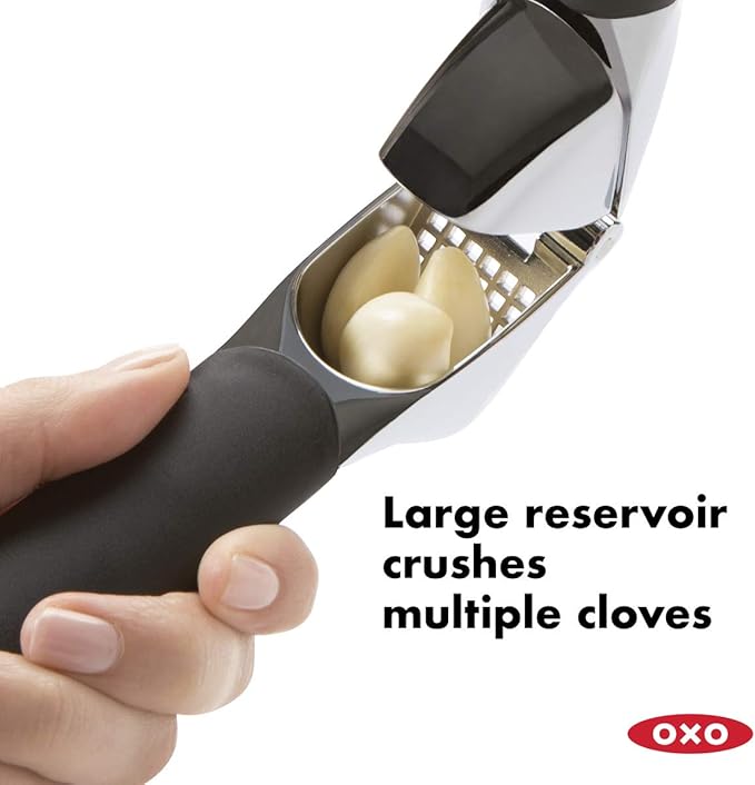 OXO Good Grips Little Salad Dressing Shaker - Black & Good Grips Soft- Handled Garlic Press