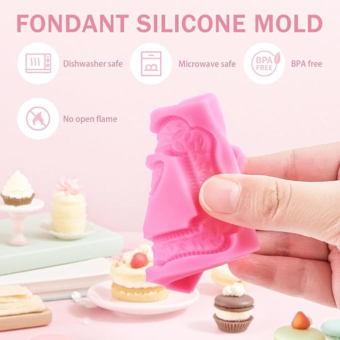 9 PCS Picture Frame Fondant Silicone Molds Frame Chocolate Silicone Molds Vintage Style Photo Frame Moulds for Cake Decorating Cupcake Topper Chocolate Candy Polymer Clay