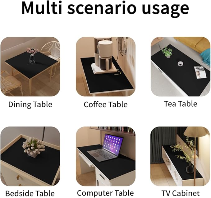 Dining Cover Rectangle - 34x60 Inch Waterproof Easy to Clean Can Conceal Flaws Protector The Table Top from Scratches Used for Dining (Black+Black 34x60)