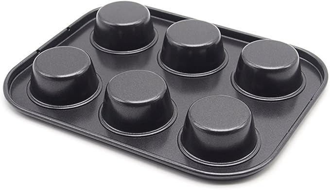 Muffin Pan 6 Cup Cupcake Baking Pan No Stick Carbon Steel Easy Clean