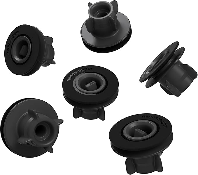 Airtender Reusable Food Grade Silicone Nanostoppers, Extra Wine Bottle and Jar Stoppers for Use with Airtender Wine Vacuum - 6 Nano Stopper Vacuum Plugs