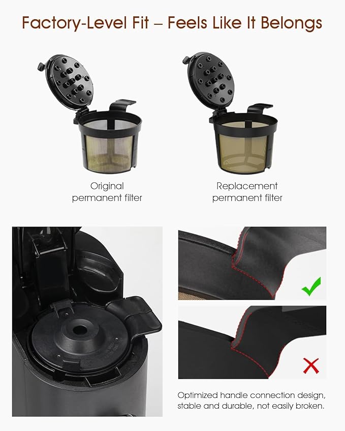 Permanent Coffee Filter for Ninja PB051 / PB040 / PB041ST - Compatible with Ninja Pods & Grounds Coffee Maker - Reusable Gold 304 Stainless Steel Mesh - Eco-Friendly Coffee Pod Accessory (2, Black)