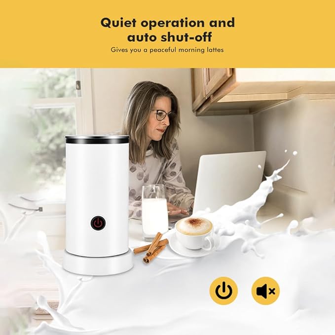 Matybobe Electric Milk Frother 4-in-1 600W 240ml/8.12oz Hot and Cold Milk Foamer Silent Operation Anti Slip Stainless Steel Milk Steamer for Latte Cappuccinos Macchiato Hot Chocolate Milk