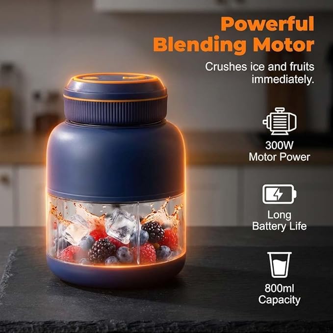 Portable Wireless Juicer Cup, 44oz Personal Blender for Shakes and Smoothies, USB-C Rechargeable Cordless Travel Blender with Leakproof Drinking Lid, BPA-Free Cup for Gym Office Outdoor (White-45 Oz)