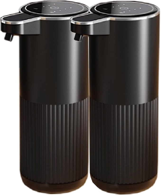 2 Pack Automatic Soap Dispenser, Touchless Foaming Soap Dispenser Bathroom,Upgrade Hand & Dish Electric Dispenser 4-Level Waterproof Wall Mount Kitchen Auto Soap Pump for Thin & Thick Liquid (Black)