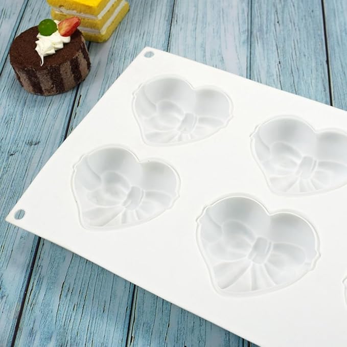 3D Bow Love Silicone Cake Moulds Fondant Decorating Tools Chocolate Pastry Molds Kitchen Baking Accessories (Heart G 11.8 X6.92 X1.4inch)