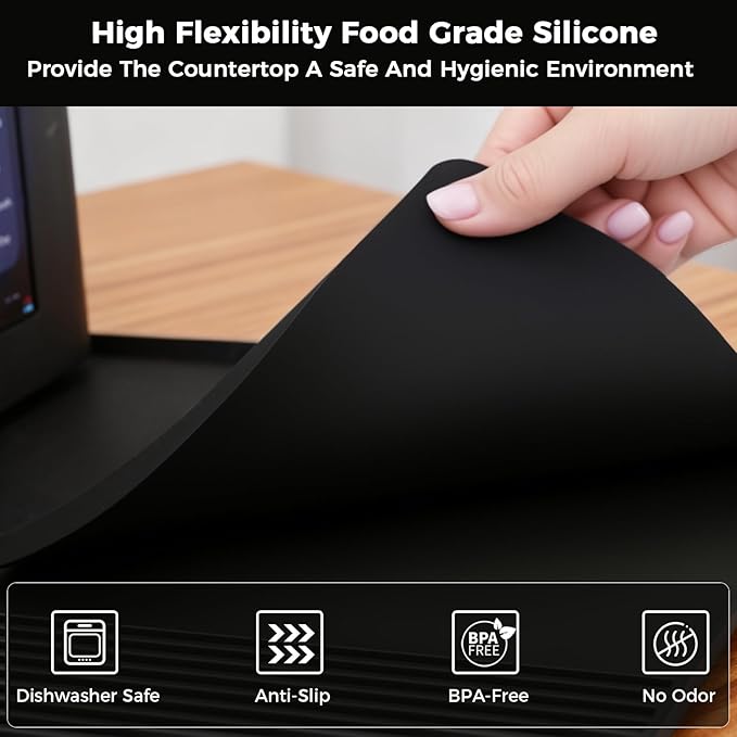 Silicone Coffee Mat for Ninja Luxe Espresso Machine ES601 – Large Anti-Slip Heat-Resistant Coffee Bar Mat for Ninja luxe Cafe Accessories and Most Home Espresso Machines with Convex Edge Inky
