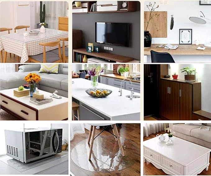 NECAUX Custom 14 x 28 Inch Clear Desk Cover Protector, 1.5mm Thick Plastic Desk Pad Mat, Table Cover Tablecloth Protector for Office Computer Writing Desk, Side Table, End Table, Night Stand, Dresser