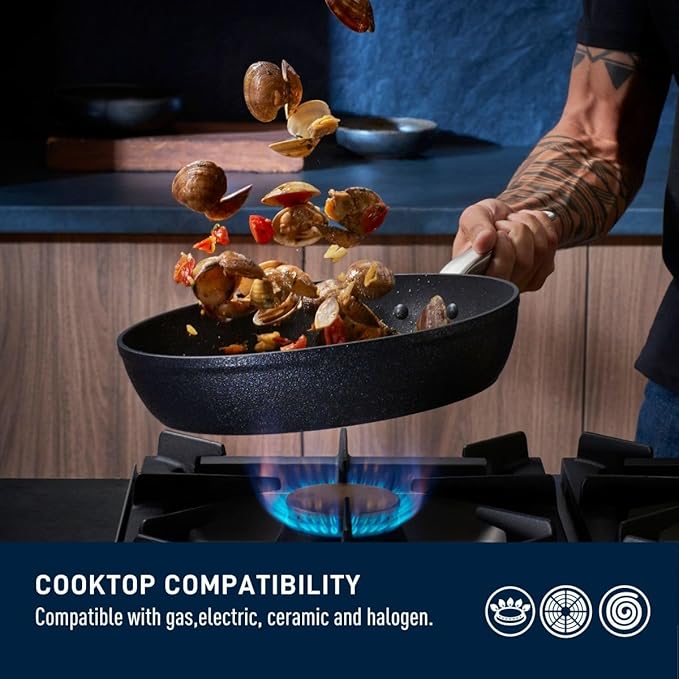 T-FAL StoneShield 10"/ 26cm Frypan, Non-Stick, Anti-Warp, Rock Texture, Dishwasher & Oven Safe, Easy to Clean