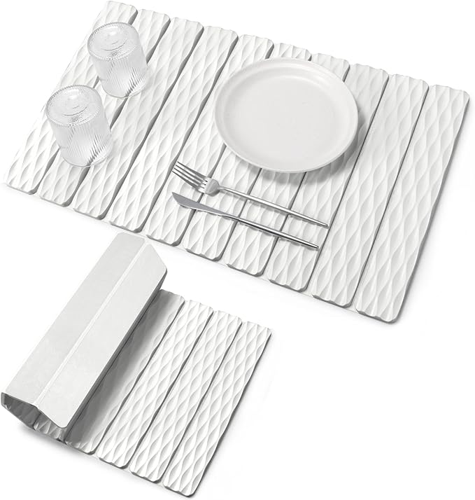 Large Stone Dish Drying Mats for Kitchen Counter, 24"×16" Wave-Pattern, Fast Drying Collapsible Dish Drying Mat, Eco-Friendly Absorbent Diatomaceous Earth Mats for Dishes Bottles, Match Countertop