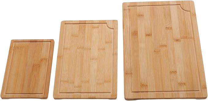 3pcs Wood Chopping Boards, Smooth Cutting Boards Set with Grooves and Inner Handles, for Kitchen, Meat, Vegetables, Cheese