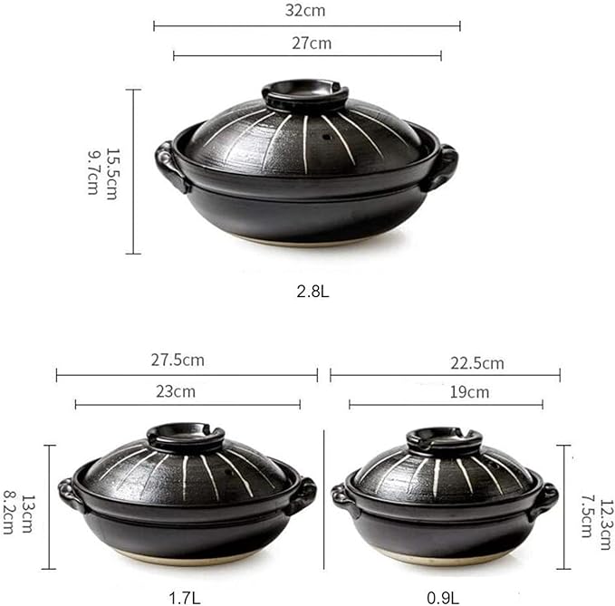 Round Casserole Dish Heat-Resistant Ceramic Casserole With Lid Soup Pot With Soup Pot Oil-Free Saucepan Japanese Donabe Hot Pot With Brushstroke Saucepan With Slow Stew W,A-2.8L