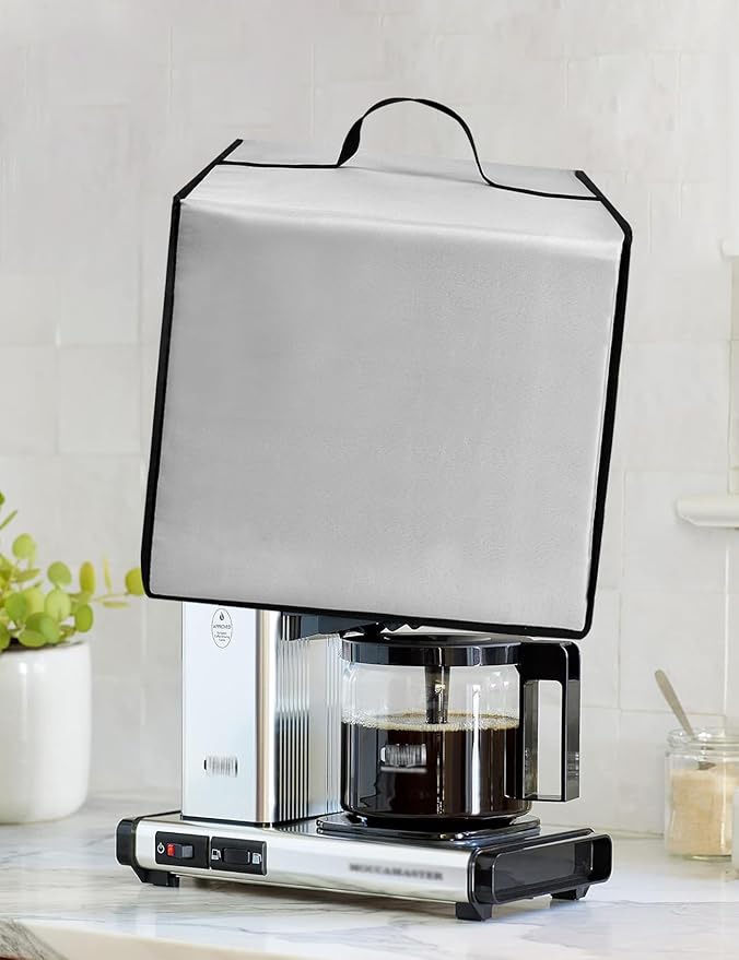 Coffee Maker Cover for Technivorm Moccamaster 53930 KBGV 10-Cup Coffee Machine 40OZ Heavy Duty Thickened Waterproof Protective Nylon Case,Black (Silver)
