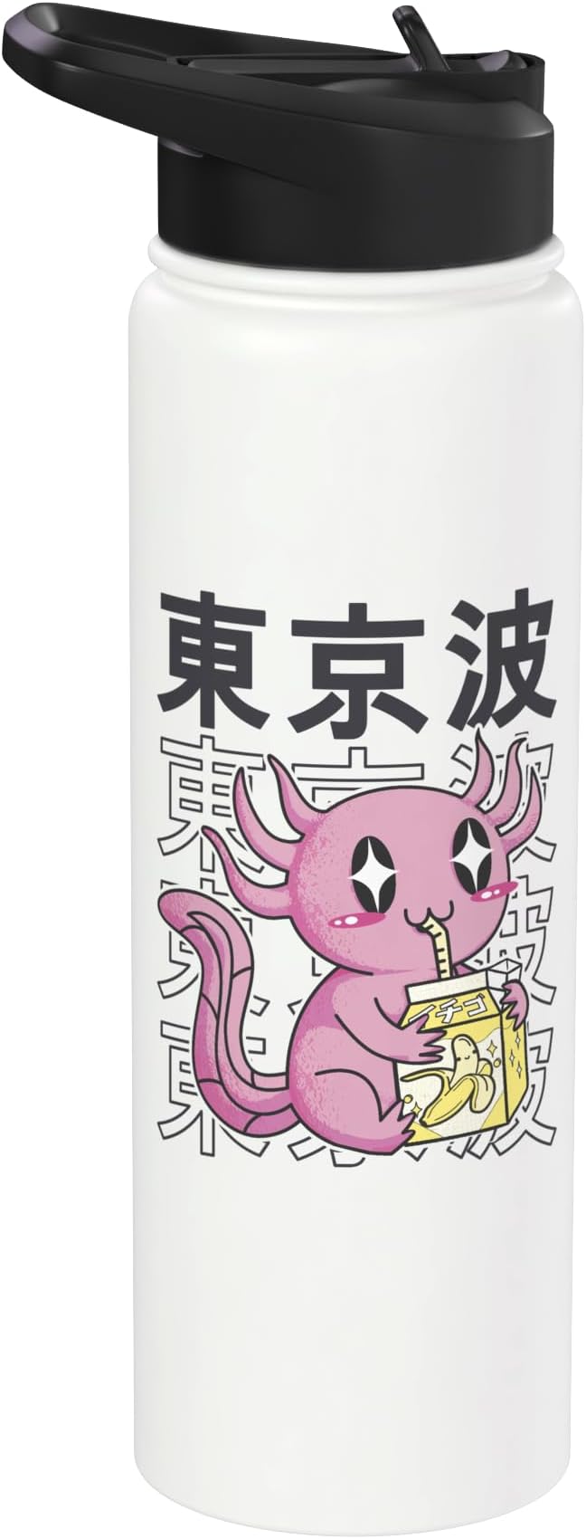 Kawaii Axolotl Banana Milk Carton Girls Teen Anime Stainless Steel Insulated Water Bottle