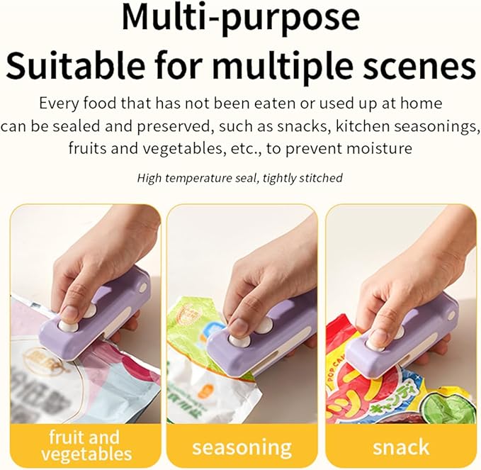 2-in-1 Mini Bag Sealer and Cutter, Rechargeable Handheld Food Storage Sealer with Magnet, Portable Crocodile Design for Chips and Snacks, Kitchen Storage Solution (Green)