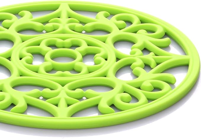 ME.FAN Trivets for Dishes/Pots/Pans, 3 Pcs Silicone Mats, Flexible/Durable/Non Slip Hot Pads to Protect Table and Counter Top (Green)