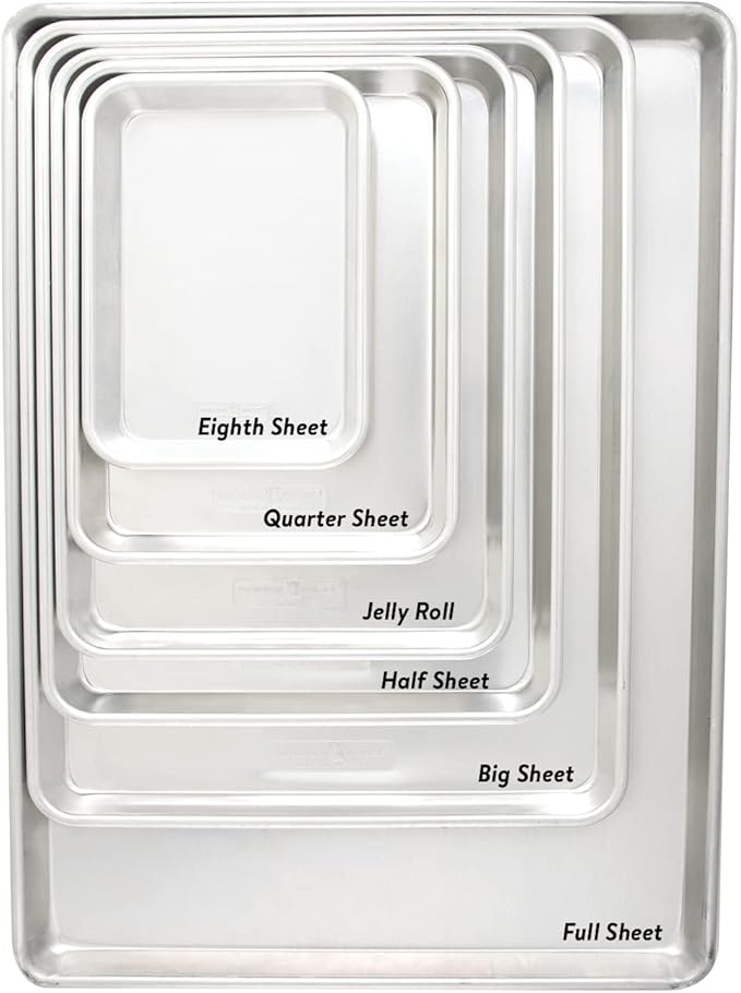 Nordic Ware Naturals Extra Large and Half Sheet Set - USA Made Aluminum Commercial Quality Sheet Pan for Baking or Roasting, Encapsulated Galvanized Steel Rim Prevents Warping, Big Sheet + Half Sheet