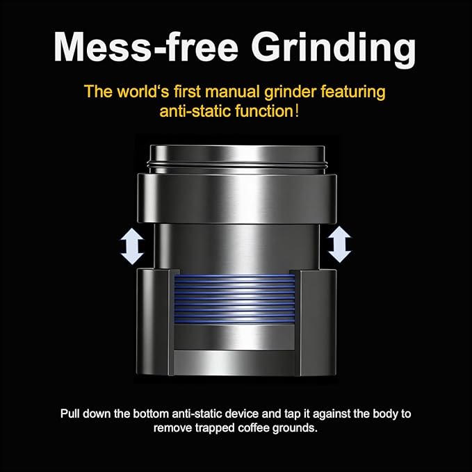V4 Manual Coffee Grinder with Foldable Handle and External Adjustment, Espresso Drip Coffee Grinder with Aluminum Alloy Body & Stainless Steel Burr for Consistent Grind – Travel Camping Home Use