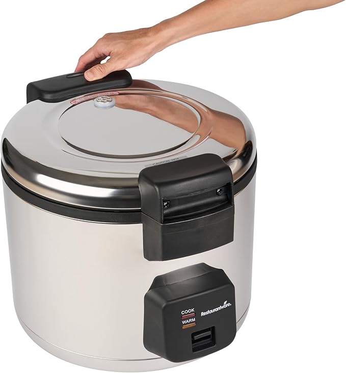 Restaurantware Commercial Rice Cooker 70 Cup Heavy-Duty Steel Industrial Rice Warmer With Nonstick Interior Black Ideal For Catering And Buffet Use