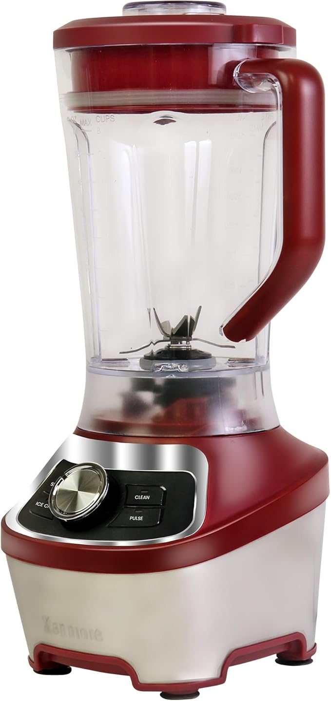 Kenmore Countertop Blender – Electric Mixer for Smoothies, Ice Crush & Pulse Function, Heavy Duty Tritan plastic Pitcher licuadora With 6 Speed, Kitchen Appliance, Dishwasher-Safe Jar, Red