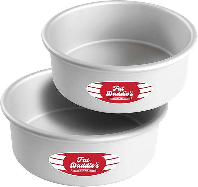 Fat Daddio's PRD-83SET Anodized Aluminum Round Cake Pans, 2 Piece Set, 8 x 3 Inch