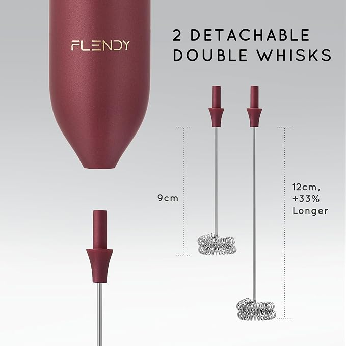 Flendy Rechargeable Milk Frother Handheld, Coffee Frother Handheld with USB-C Charging Stand, Electric Drink Mixer Handheld, Mini Electric Whisk Frother for Coffee, Matcha, etc
