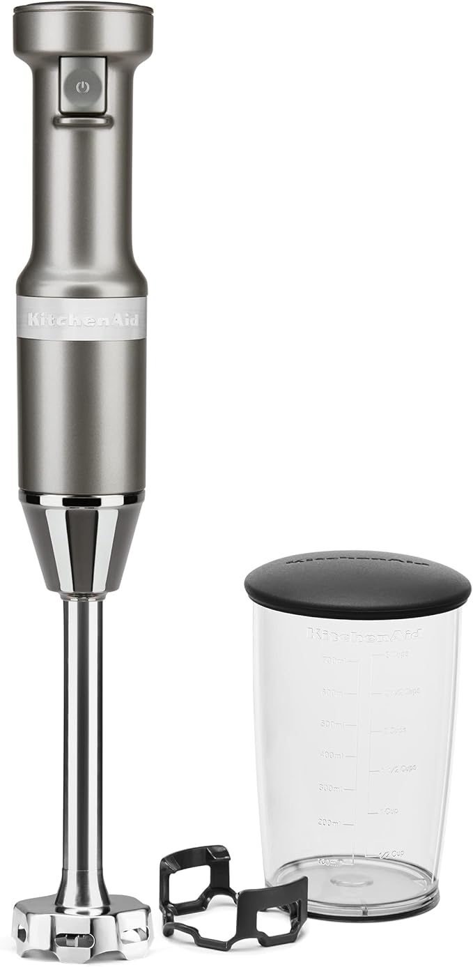 KitchenAid 5-Speed Ultra Power Hand Mixer - KHM512, Contour Silver & Variable Speed Corded Hand Blender KHBV53, Contour Silver