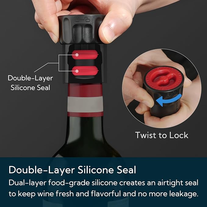 KITCHENDAO 2-in-1 Wine Aerator and Magnetic Wine Stopper