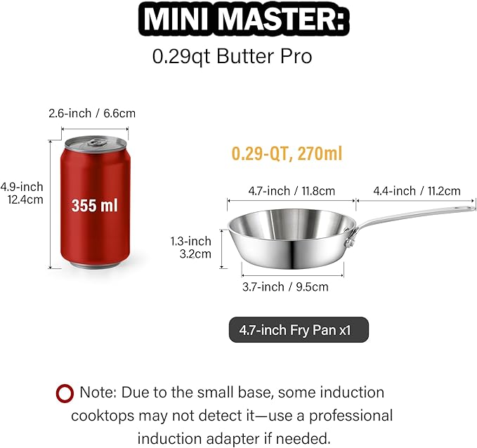Cooks Standard Stainless Steel Butter Warmer, 4.7 Inch Multi-Ply Clad Mini Omelette Egg Frying Pan, Butter Melting Pot Small Sauce Pot for Cooking, Camping