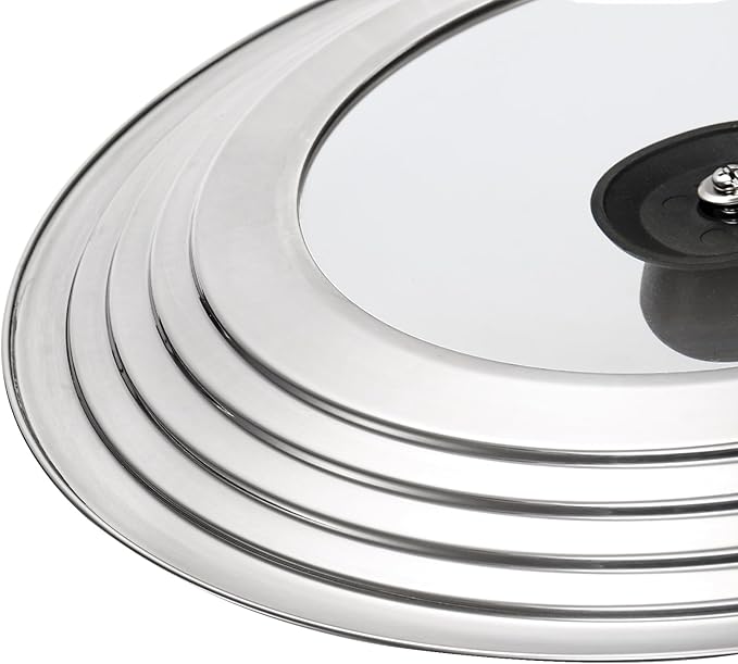 WRINGKIT 2 Pack Universal Lids for Pots Pans, Stainless Steel Replacement Frying Pan Cover with Heat Resistant Knob, Heavy Duty Skillets Cover, Fit 9, 10 Inch Cookware